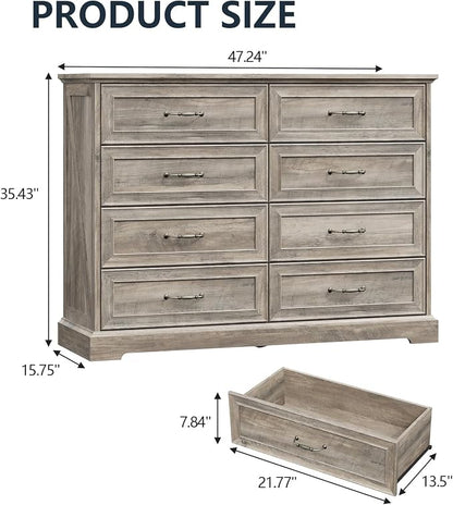8 Drawer Dresser for Bedroom, Rustic Farmhouse Dresser - Image 2
