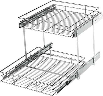 LOVMOR 2 Tier Individual Pull Out Cabinet Organizer 19½" W x 21½" D, Slide Out by LOVMOR