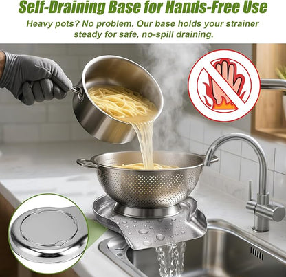 Palksky Colander and Strainer Self Drainer Base Plate Stainless Steel - Image 8
