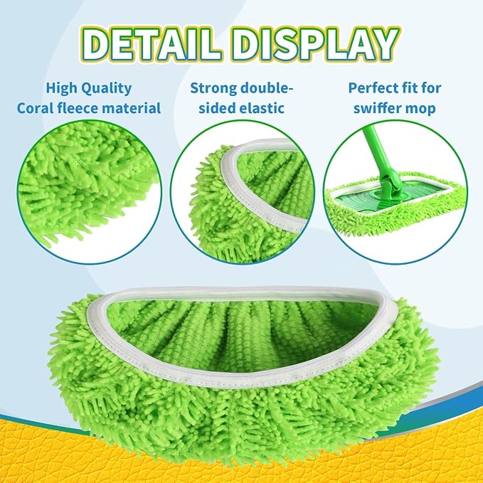 Reusable Microfiber Mop Pads Washable Wet Pads Compatible - Image 2