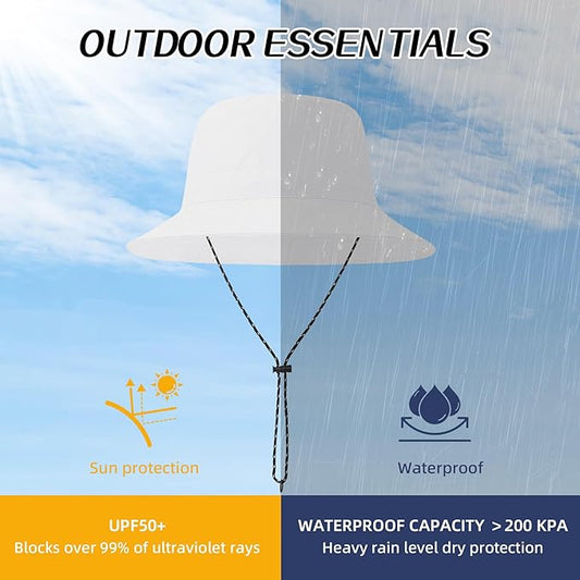 Durio Waterproof Bucket Hats for Woman UPF 50+ Sun Hat UV Protection Packable Rain Hats for Women Lightweight Hiking Hat