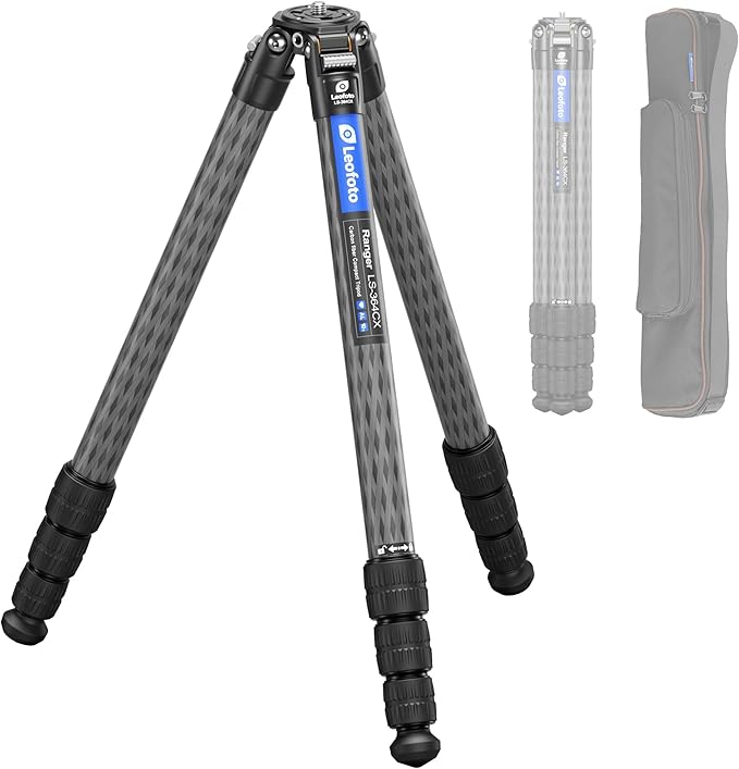 58" Carbon Fiber Tripod, Lightweight Travel Compact Tripod for Mirrorless Camera, DSLR, 4-Sections with Max Tube Dia 36mm, Load Up to 55lbs/25kg (LS-364CX)