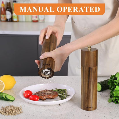 Wooden Salt and Pepper Grinder Set, 8 Inch Manual Salt and Pepper Mill - Image 5