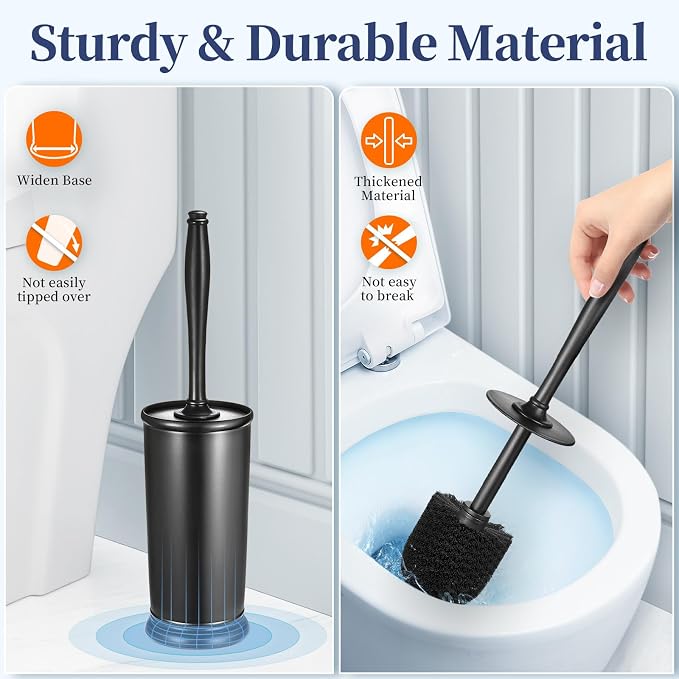 Toilet Bowl Brush Holder Set: 2 Pack Modern Deep Cleaning Bathroom Toilet - Image 5