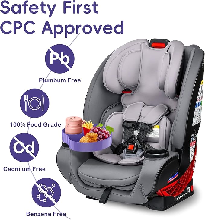 [2 Packs] Kids Car Seat Tray, Travel Tray with Cup Holder for Toddler Baby, Kids Car Seat Food Snack Organizer for Road Trip, Stroller snack Organizer Travel Must Haves (Purple, 2 PCS)