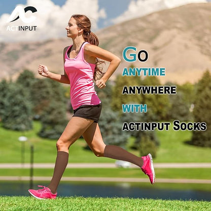 ACTINPUT 8 Pairs Compression Socks for Women & Men,Support Compression Stockings for Medical Running Athletic