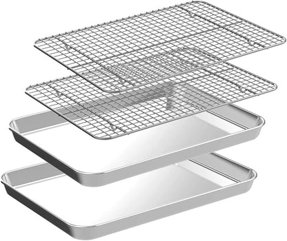 Jelly Roll Pan with Cooling Rack Set, CEKEE Stainless Steel Baking Sheet Tray by CEKEEBakingEasilyHappily