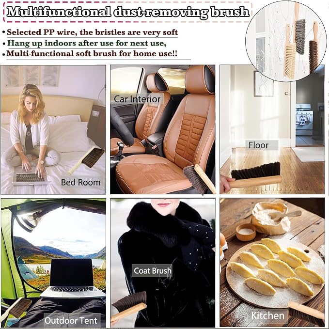 6Pcs Hand Broom Brush Beech Wood, Dust Brush, Duster - Image 8