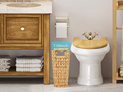 6 Gallon Wicker Trash Can with Wooden Handle, Wicker Waste Basket - Image 3