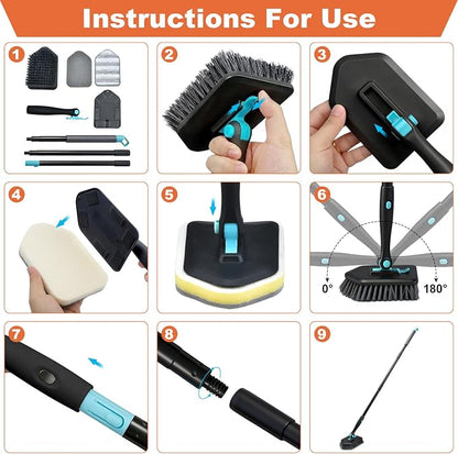 Long Handled Scrub Brush for Shower, 3-in-1 Cleaning Brushes - Image 6