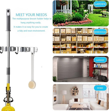 2 Pcs Mop Broom Holder Wall Mounted, Dustpan Holders, Stainless Steel Mop - Image 6