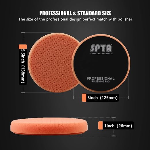 SPTA 5Pc 5.5 Inch Face for 5 Inch 125mm Backing Plate Compound Buffing Sponge - Image 2