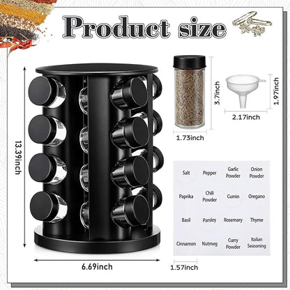 Yungyan Black Rotating Spice Rack Seasoning Organizer - Image 3