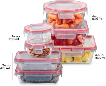 Pyrex Freshlock Glass Food Storage Containers Set, Airtight & Leakproof Plastic - Image 2