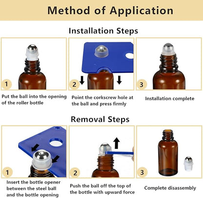 50ML Roller Bottles for Essential Oil, 3 Pack Empty Amber Glass Roller Bottle - Image 4