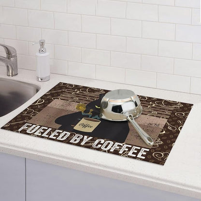 Vintage Cat Dish Drying Mat for Kitchen Counter Absorbent Reversible Retro - Image 5