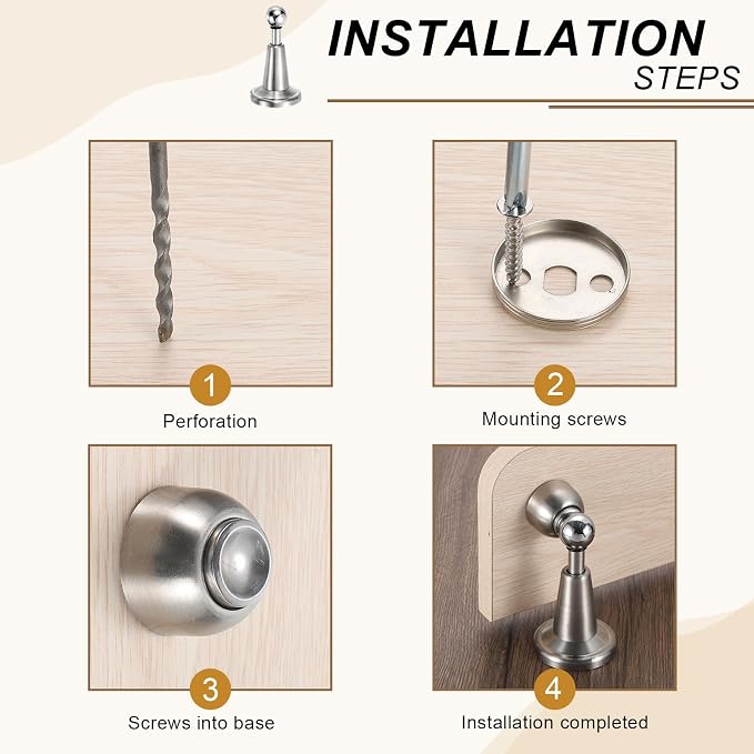 uxcell 4Pcs Magnetic Door Stopper, 304 Stainless Steel Magnetic Door Stop Catch - Image 5