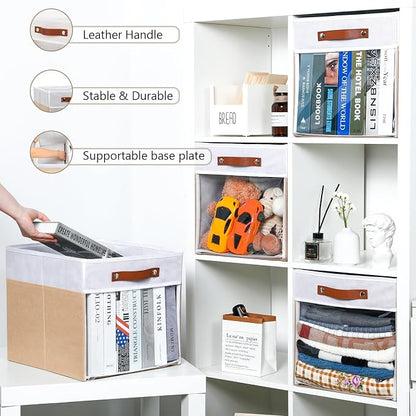 HNZIGE Fabirc Storage Cube Bins 13x13x15 Storage Cube Bins, 4 Pack Foldable - Image 3