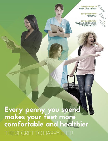 Bamboo Viscose Compression Socks for Women & Men (6 Pairs) 20-30 mmHg Knee High Support for Nurses Travel Pregnant