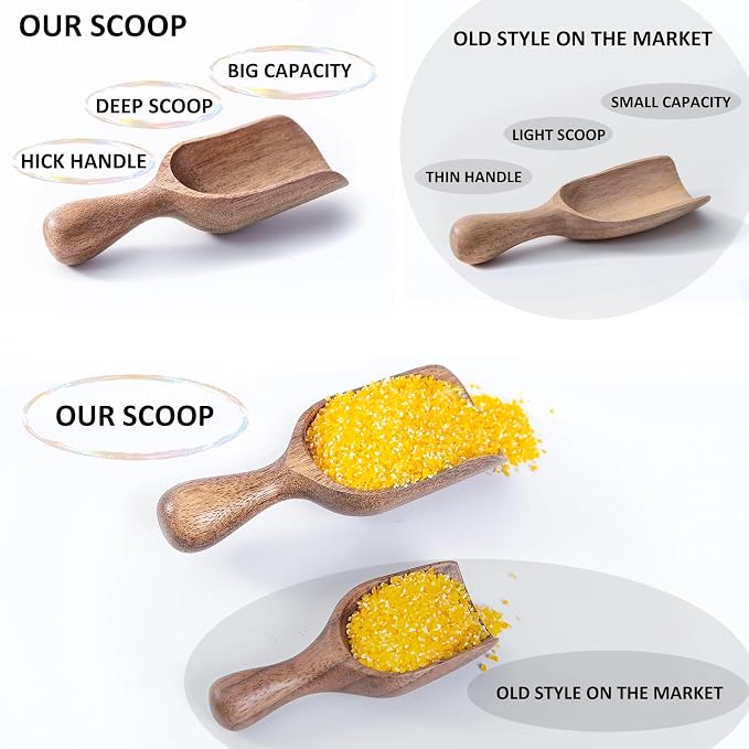Wooden Scoops for Canisters 4PCS Acacia Wooden Scoop for Jars Mini Measuring - Image 6