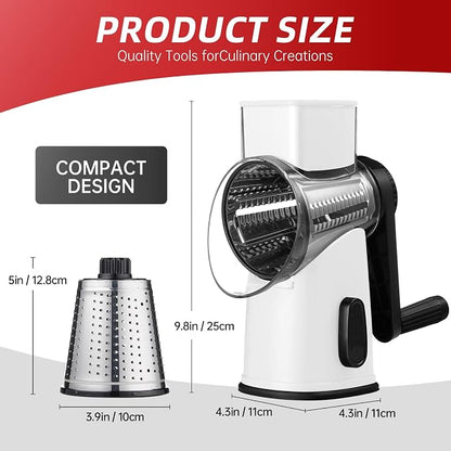 Rotary Cheese Graters with 4 Blades, Hand Crank Cheese Grater with Waffle Slicer - Image 6