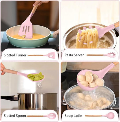 P&P CHEF Silicone Cooking Utensils Set, 8-Piece Kitchen Cooking Utensil - Image 5