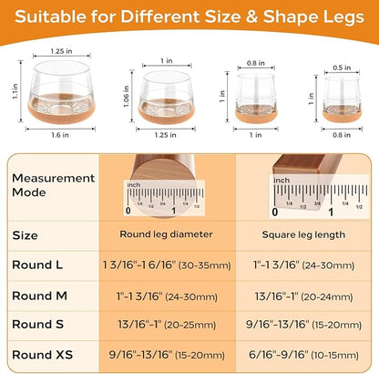 Meldel 24 PCS Silicone Chair Leg Floor Protectors Large Rubber Felt Furniture - Image 2