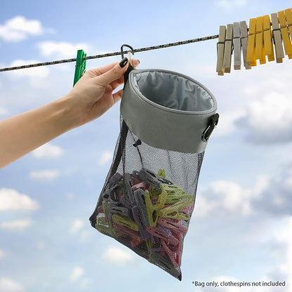 Mesh Clothespin Bag with Hooks Hanging Clothes Pin Bag with Drawstring Closure - Image 6