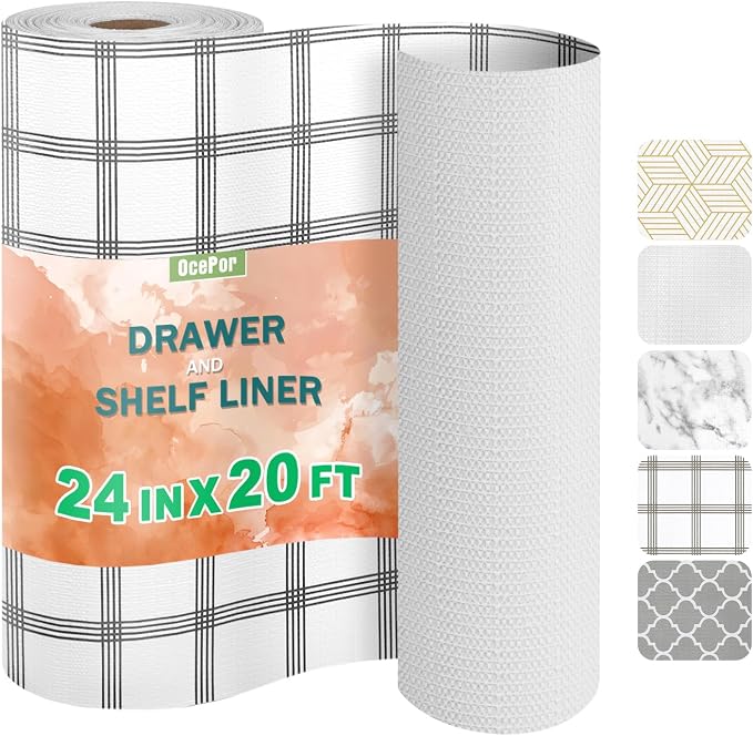 OcePor Non-Adhesive Drawer and Shelf Liner 24IN x 20FT，Non Slip Cabinet and by OcePor