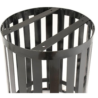 Global Industrial 36 Gallon Outdoor Slatted Steel Round Trash Can - Image 5