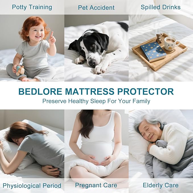 Waterproof Mattress Protector California King Size - Breathable, Noiseless, Ultra-Soft Bed Cover, Mattress Pad Cover with Deep Stretchable Pockets 8"-21" (White)