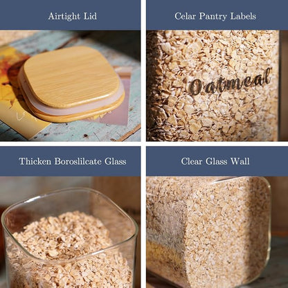 6 Pcs Square Glass Pantry Storage Containers - 37oz Thicken Glass Food Storage - Image 5
