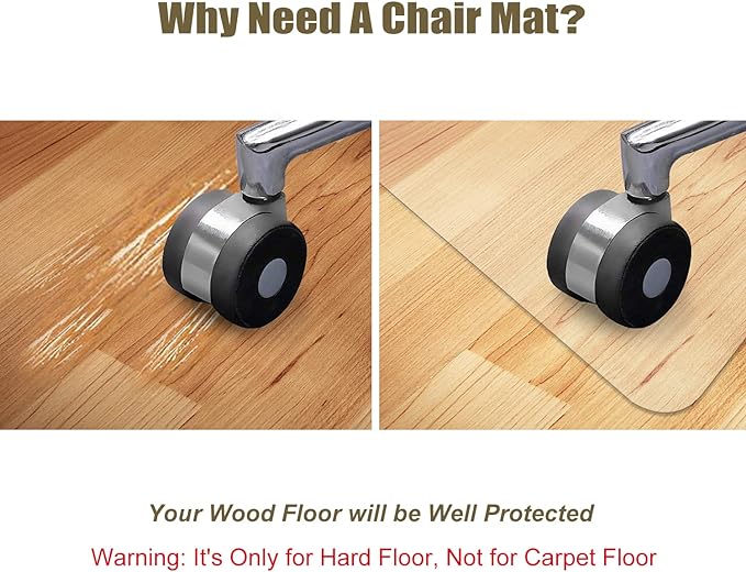 Kuyal Clear Chair mat for Hard Floors 48 x 48 inches Transparent Floor Mats - Image 3