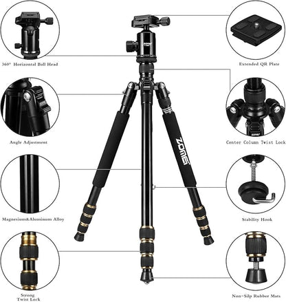 ZOMEI Z688 Travel Camera Tripod Aluminum Alloy Portable Monopod with Ball Head ann Carrying Bag for Canon Nikon Sony DSLR Camera