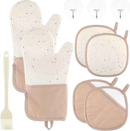 10 Pcs Kitchen Oven Mitts and Potholders Set by Unknown