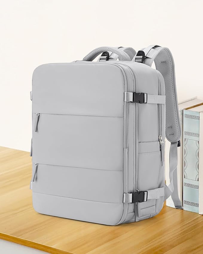 coowoz Large Travel Backpack Carry On for Women Man Gym Backpacks with Laptop Compartment Mochila de Viaje Teacher Personal Item Backpack Rucksack Airplane Accessories Must Haves Grey