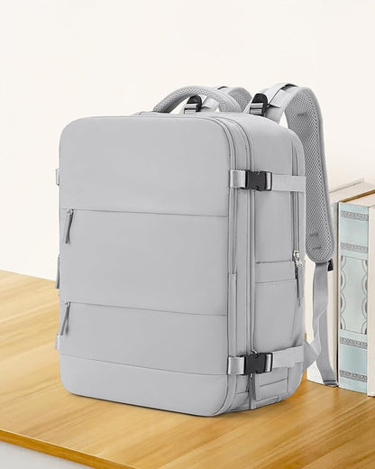 coowoz Large Travel Backpack Carry On for Women Man Gym Backpacks with Laptop Compartment Mochila de Viaje Teacher Personal Item Backpack Rucksack Airplane Accessories Must Haves Grey