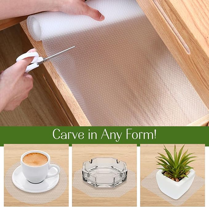 EVALAND 15.75" x 33 FT Non-Slip Shelf Liner, Non-Adhesive, Waterproof Pantry - Image 4