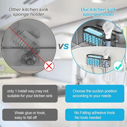 2-in-1 Sponge Holder for Kitchen Sink, Sink Caddy Kitchen Sink Organizer - Image 3