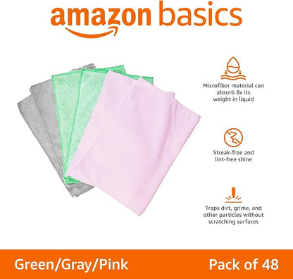 Amazon Basics Microfiber Cleaning Cloths, Non-Abrasive, Reusable and Washable - Image 2