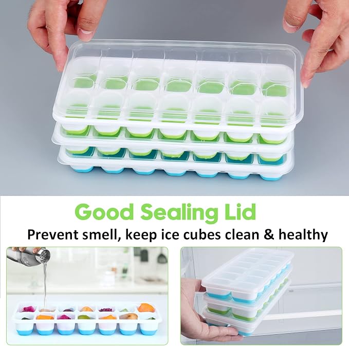 Silicone Ice Cube Tray, 8 Pack Easy-Release & Flexible 14-Ice Cube Trays - Image 2