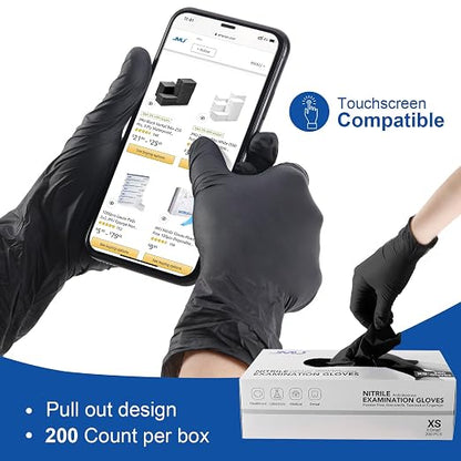 JMU Black Nitrile Gloves Medium Bulk, 3.5Mil Disposable Nitrile Gloves Latex - Image 6