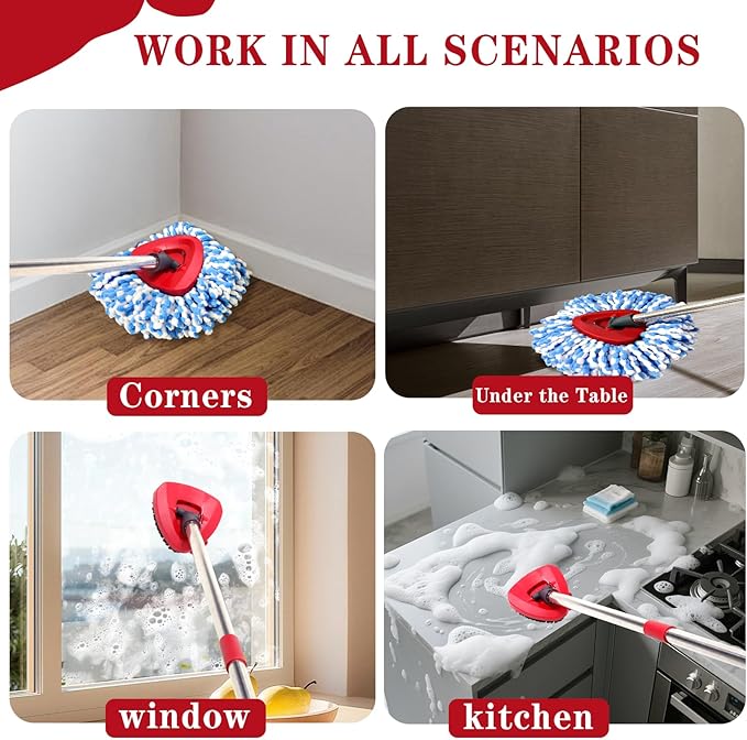 2 Pack Spin mop Replacement Head, Spin mop Scrub Brush,Microfiber Mop Refills, Easy to Replace,for Bathroom,Kitchen,Tub and Tile,Easy Cleaning,Suitable for Ocedar RinseClean 2-Tank System Spin Mop (B)