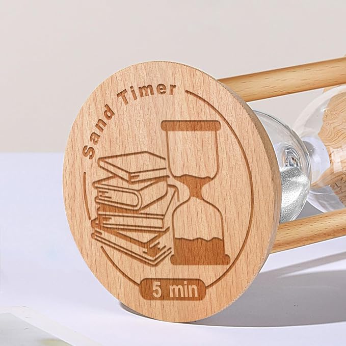 5 Minute Sand Timer Hourglass, 5 Min Wooden Sand Clock, Five Minute Wood Hour - Image 3
