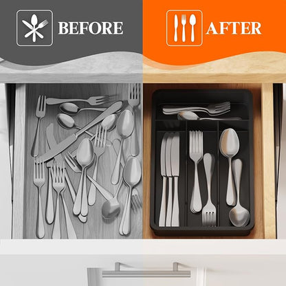 Lifewit Silverware Drawer Organizer Tray, Plastic Cutlery Storage - Image 6