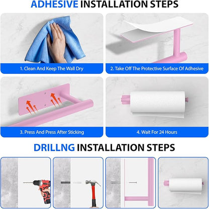 Paper Towel Holder Under Cabinet, Self-Adhesive, No Drilling, Stainless Steel - Image 6