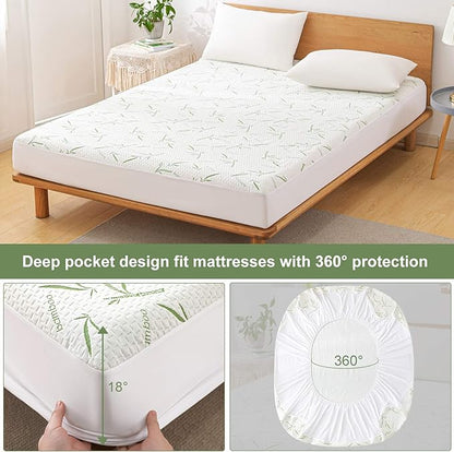 Full Size Mattress Protector Waterproof Mattress Pad Washable Bamboo Rayon - Image 5