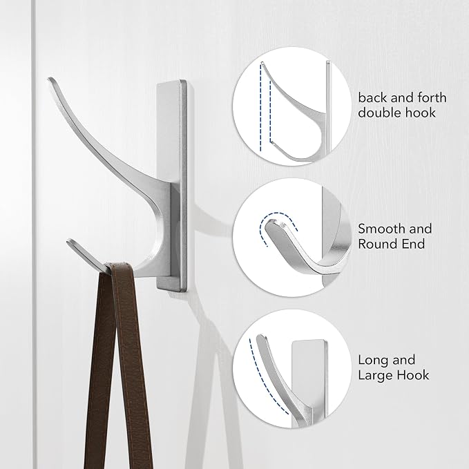 Stick on Hooks for Hanging, Extra Sticky 6KG, Coat Hook on Door for Towel Coat - Image 6