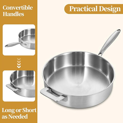LOLYKITCH 8.5-10 Inch Tri-Ply Stainless Steel Frying Pans and 12 Inch Sauté Pan - Image 6