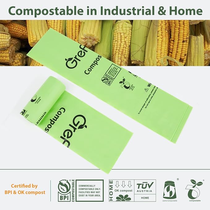 Compostable Bags, Trash bags 13+ gallon tall kitchen, Compostable Trash Lawn & - Image 4